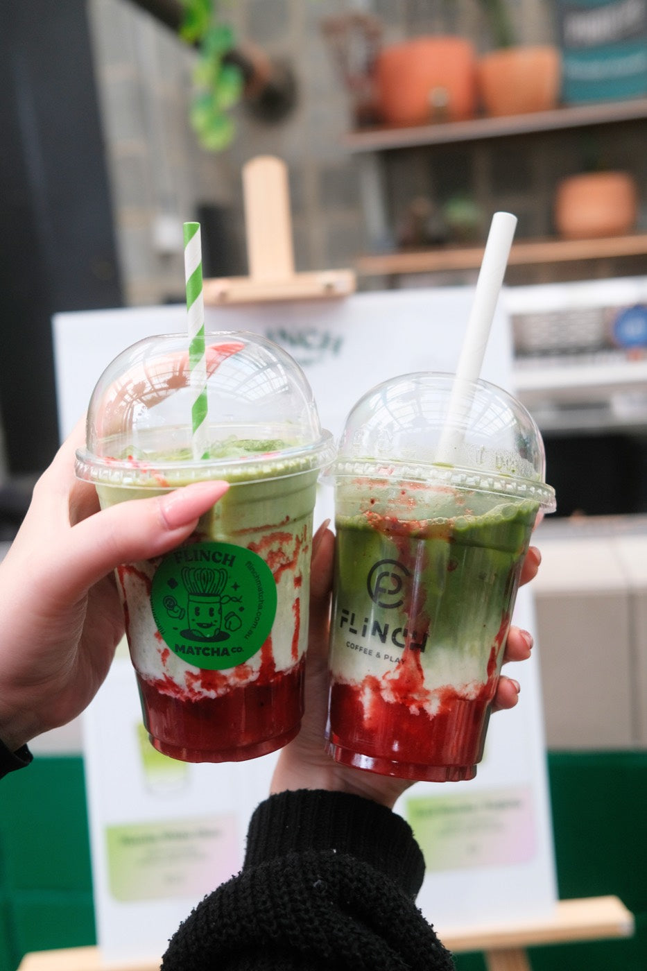 Iced strawberry and taro matcha from Flinch Matcha