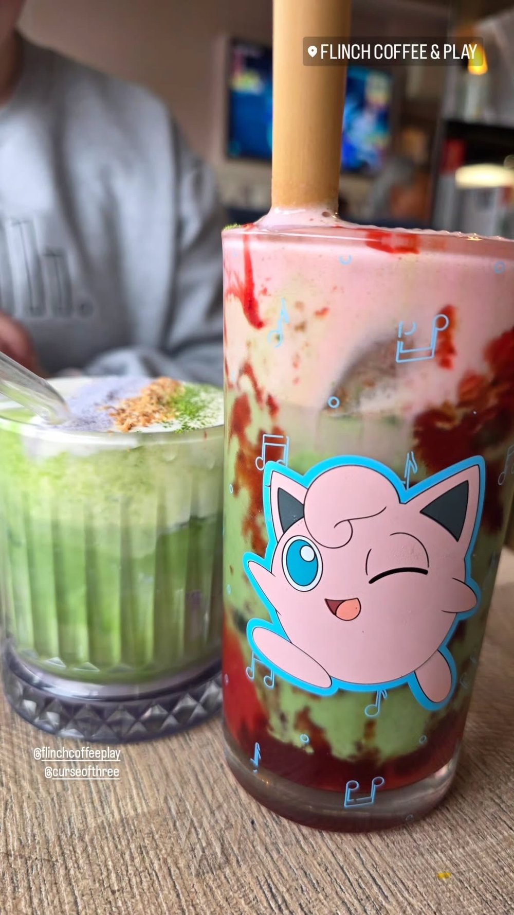 Signature strawberry and taro matcha at Flinch